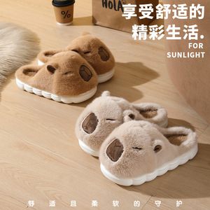 Nouvelles pantoufles en peluche pour la famille de trois personnes, modèle hiver 2025, mignonnes, motif Kapibala Dolphin, en PVC - Product Image 3
