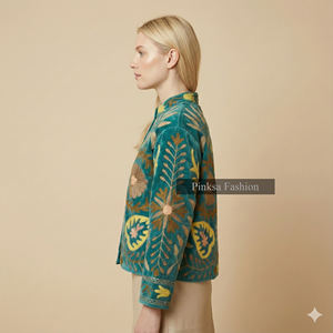 Manteau ethnique bohème pour femme, brodé à la main, motif floral, écologique, respirant, séchage rapide, luxe, hiver - Product Image 3