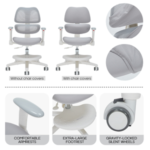 Chaise ergonomique <span class=keywords><strong>pour</strong></span> enfants Five Star Base avec dossier en maille et repose-pieds <span class=keywords><strong>pour</strong></span> chambre d'étudiant, cours en ligne et salle de tutorat à domicile - Product Image 3