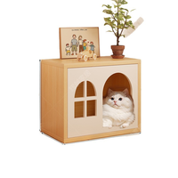 Dongma Meuble de chevet en bois massif, amovible, avec cage pour chat, étagère et casier de rangement, lavable, facile à nettoyer