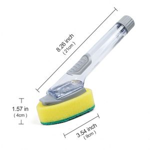 Replaceable Kitchen Dishwashing Sponge Cleaning Brush Plastic <b>Scrub</b> Dish Brush With Soap Dispenser - Product Image 6