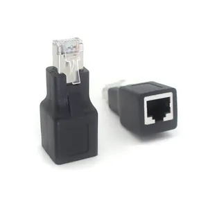 Conector RJ45 de alta qualidade para Ethernet macho e fêmea, adaptador de rede Ethernet dourado 0.3U preto Lan