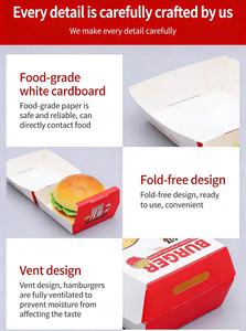 Caja <span class=keywords><strong>de</strong></span> Embalaje <span class=keywords><strong>de</strong></span> Papel Ecológica Personalizada con Logotipo, Apta para Alimentos, con Relieve, para <span class=keywords><strong>Comida</strong></span> para Llevar: Hamburguesas, Papas Fritas, Pollo Frito - Product Image 5