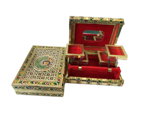 Caja de Joyería de Madera con Diseño de Pavo Real Meenakari, Caja para Brazaletes, Decoración para el Hogar y Bodas, Caja de Joyería Multicolor Meenakari - Product Image 1