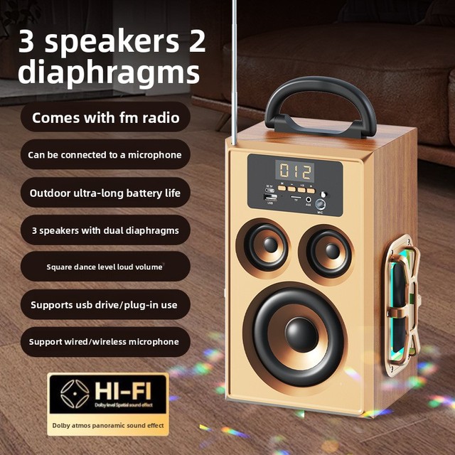 Wireless for 5.3 20W Output Speaker Home Professional Karaoke Outdoor Square Dancing High-Volume Waterproof Wooden Cabinet