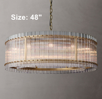 Grand lustre rond de 60 pouces pour la décoration du salon, lustres modernes de luxe en verre