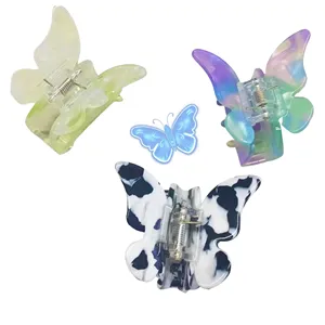 Korean Butterfly Acetic Acid Hair Claw Clips Cellulose Acetate Hair Clip For Girls