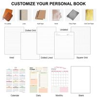 Reliure de planificateur transparente et colorée avec paillettes, A6/A5, fermeture éclair, pochettes en PVC souple, paillettes, 6 anneaux pour album/bureau/école
