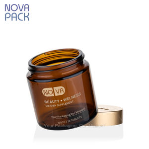 60ml 100ml 120ml verre ambré droit capsule de vitamine bocal à large bouche pots à crème d'<span class=keywords><strong>argile</strong></span> 4oz pots à gommage de beurre pour le corps cosmétique - Product Image 4