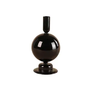 Better Selling Borosilicate Candlestick Black Glass Candle Holders