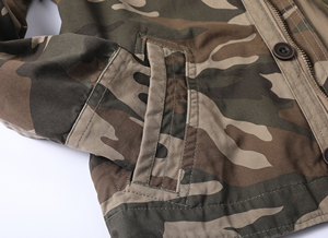 <span class=keywords><strong>Veste</strong></span> en <span class=keywords><strong>toile</strong></span> de coton durable pour hommes motif camouflage extérieur décontracté vêtements d'hiver col montant fermeture à glissière avant fermeture à glissière logo - Product Image 4