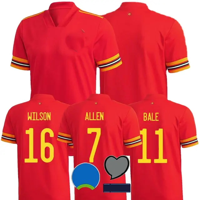 Camisetas Thai de fútbol para hombre, ropa deportiva con logotipo personalizado del equipo galés