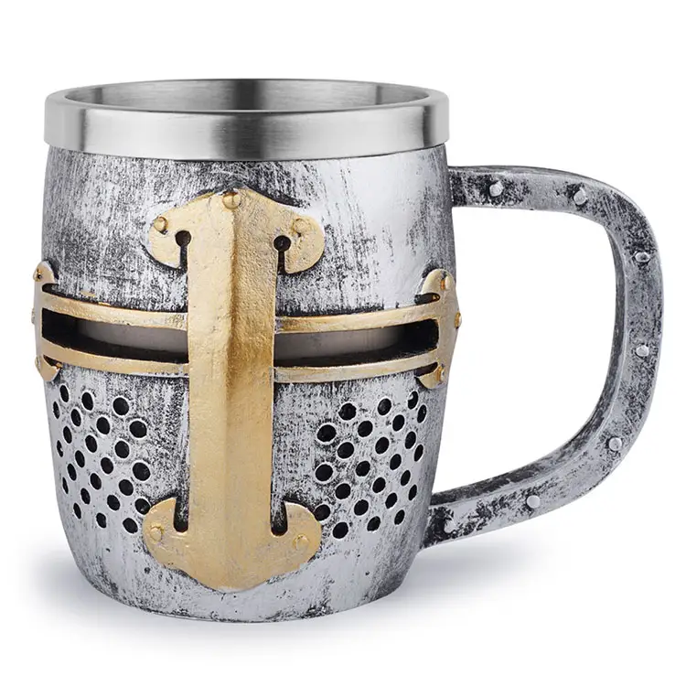 Medieval Templar Crusader Knight Mug Suit Armor Knight The Cross Beer Stein Tankard Cangkir Kopi Mug