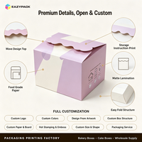 Custom Printed Food Grade Foldable Paper Boxes Cake Dessert Bakery Packaging