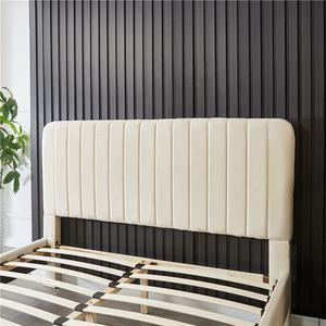 <span class=keywords><strong>Lit</strong></span> plateforme <span class=keywords><strong>de</strong></span> style européen en crème beige avec des motifs rembourrés doux, cadre <span class=keywords><strong>de</strong></span> <span class=keywords><strong>lit</strong></span> moderne King, meubles <span class=keywords><strong>de</strong></span> chambre à coucher - Product Image 6