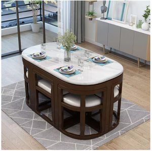 Mesa de <span class=keywords><strong>Comedor</strong></span> de Mármol Invisible de Esquinas Extraordinarias, Personalizada, de Lujo, Simple, Moderna y Popular para Apartamentos - Product Image 1