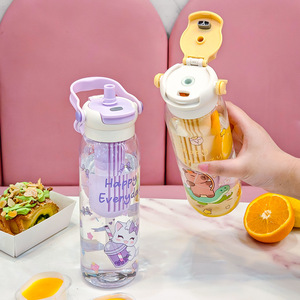 Cartoon Water Bottle Large Capacity Plastic Cup With Tea Strainer For Outdoor Sports - Product Image 4