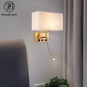 ホテルベッドサイドウォールランプベッドルーム北欧E27LEDウォールランプアメリカの屋内ヘッドボード照明USB充電ポートベッド読書灯 - Product Image 6