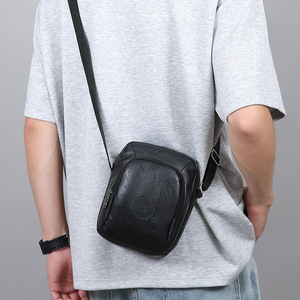 Men's Crossbody Bag PU Soft Leather Shoulder Bag Portable Everyday Use Brown Black Light Brown Dark Blue Solid Color - Product Image 3