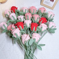 Bouquet de roses en verre à vin DIY, fleurs éternelles faites à la main, bouquet de fleurs tissées à la main, Saint-Valentin