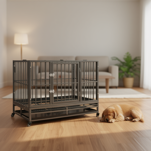 Gabbia per cani in acciaio 40,2x28,3x33,5 pollici con ruote bloccabili, gabbia per animali domestici da interno per cani di taglia grande - Product Image 2