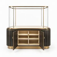 Comptoir de présentation de bijoux sur mesure en gros avec base métallique, vitrine en verre et éclairage LED