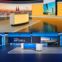 Ensemble de tables de réception pour animateurs de basket-ball, avec éclairage LED bleu, en pierre artificielle ronde, pour bureau de diffusion