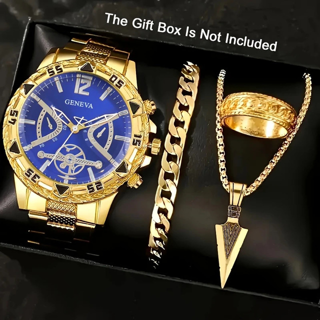 New Men's Watch Set Handheld Quartz Watch Jewelry Father's Day Gift Set