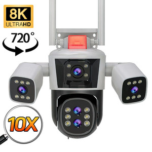 กล้องวงจรปิดเครือข่ายไร้สายระบบออปติคอลซูมอัตโนมัติ8K 16mp WiFi 360 PTZ กล้องห้าเลนส์สี่หน้าจอ10x - Product Image 1