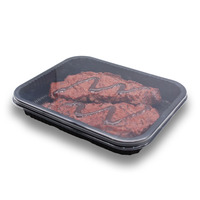 Barquette alimentaire jetable en PP recyclable, compatible micro-ondes, pour steak, viande, gâteau, personnalisable, avec couvercle