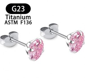 ต่างหูไทเทเนียม F136 ASTM แบบหมุดเกลียวเจาะไปข้างหน้าต่างหูสตั๊ดกลม - Product Image 4