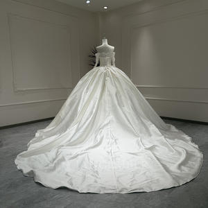 Abito da Sposa Stile Principessa Xx41 Senza Spalline con Schiena Allacciata Ricamo Arricciato in Raso Lungo Jancember - Product Image 3