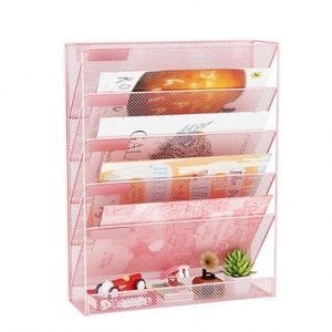 <b>Wall</b> Mounted Black 6 Compartments Hanging Metal Magazine Document Holder File Organizer - Product Image 3