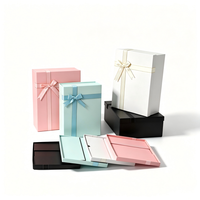 Boîte cadeau à bijoux à deux couvercles, pliable, avec décoration en nœud, 1200g, carton rigide, dorure à chaud, UV, emballage personnalisé en papier