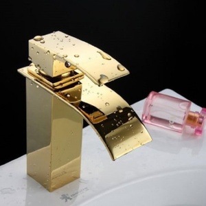 Vàng lưu vực vòi nước sang trọng hiện đại phong cách vuông tĩnh nhiệt vệ sinh tap van gốm lõi Brass vòi nước cho phòng tắm chậu rửa - Product Image 3