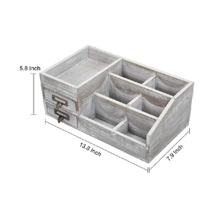 Organisateur de bureau en bois à 2 niveaux avec tiroirs, idéal pour le rangement et la présentation de bijoux - Product Image 4