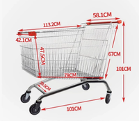 Chariot de courses de style européen à conception humanoïde – Chariot métallique résistant à l'usure pour supermarchés et gestion immobilière