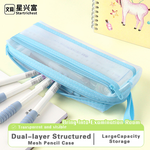 Chất Lượng Cao <span class=keywords><strong>Nylon</strong></span> Đầy Màu Sắc Lưới Bút Chì Trường Hợp Tập Tin Trong Suốt Túi Sinh Viên Lưu Trữ Rõ Ràng Dây Kéo Pouch Tùy Chỉnh In Ấn - Product Image 2