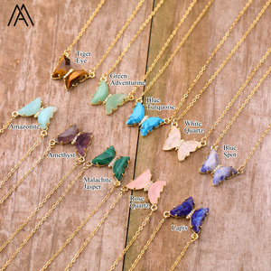 Nouveau collier papillon style bohème, bijoux chics, colliers ras du <span class=keywords><strong>cou</strong></span> papillon en pierres précieuses amazonite et œil <span class=keywords><strong>de</strong></span> tigre - Product Image 3