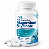 Comprimés de glycinate de magnésium pratiques pour le soutien des muscles, des nerfs, des os et de l'énergie, pour les routines de bien-être quotidiennes, approvisionnement en gros OEM