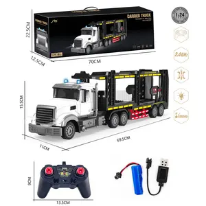 Rc Carrier Truck Afstandsbediening Auto Rc Vrachtwagens Speelgoed Rc City Service Voertuigen Carrier Vrachtwagens Met Licht Trailer Speelgoed Politie auto Tow