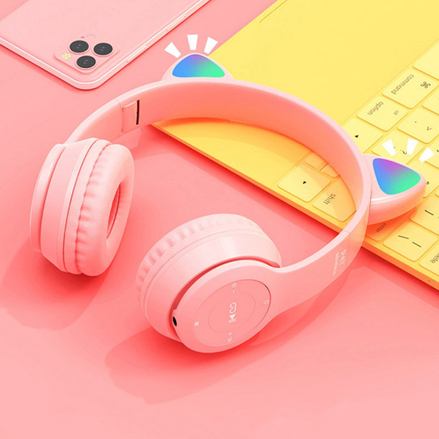 Fashion Cat Ear Design P47M Gaming Headphones Rgb Led Wired Headset with Microphone for Computer P47