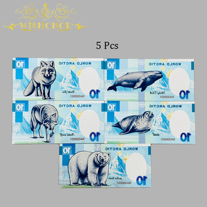 2026 5 types de billets de banque en argent avec animaux polaires (ours polaire, renard) plaqués or 24 carats pour collection - Product Image 1