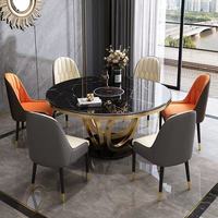 Ensemble de table et de chaises de salle à manger rondes en marbre de luxe moderne, 4, 6, 8 places, cuisine, salon, restaurant, designs de meubles rotatifs dorés