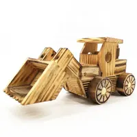थोक बच्चों लकड़ी के लिए बुलडोजर मॉडल खिलौने हस्तनिर्मित पर्यावरण के अनुकूल लकड़ी शिल्प उपहार