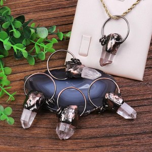 Collar de <span class=keywords><strong>cuarzo</strong></span> <span class=keywords><strong>ahumado</strong></span> Natural, <span class=keywords><strong>colgante</strong></span> Chapado en bronce, Irregular, Awl - Product Image 4