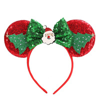 Serre-tête de Noël transfrontalier fait main avec nœud à paillettes et boules colorées, thème sapin de Noël, pour fêtes et parcs d'attractions