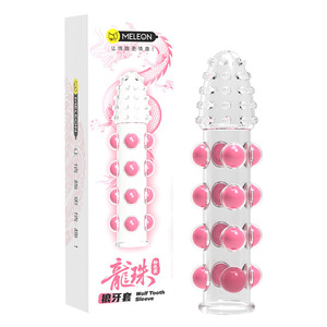 Secret Love Dragon Ball Wolf Fang Cover Transparent Pink TPE Male Wearable Penis Cover Erotic Crystal Adult Toy Sex Product - Product Image 2