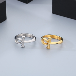 Anello da uomo KALEN antico egiziano Ankh <span class=keywords><strong>anelli</strong></span> di gioielli in acciaio inossidabile - Product Image 4