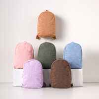 Sac à dos en polaire sherpa personnalisé en gros, sac à dos décontracté en peluche pour femmes, tendance